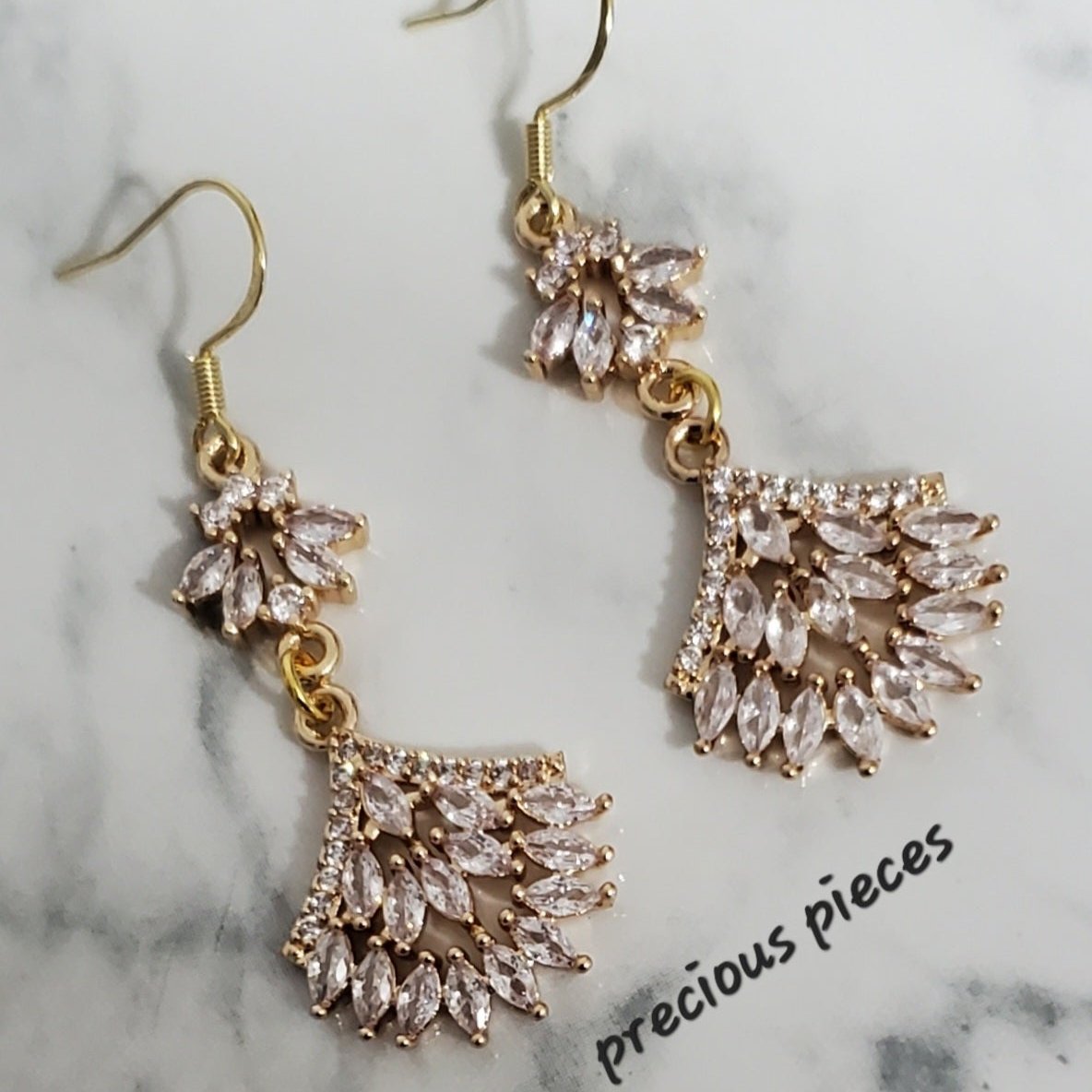 Cubic Zirconia Fan Shape Earrings