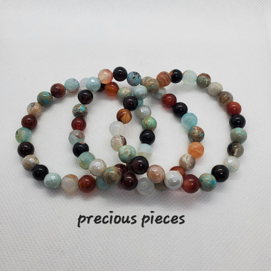 Earth Tone Agate Beaded Bracelets