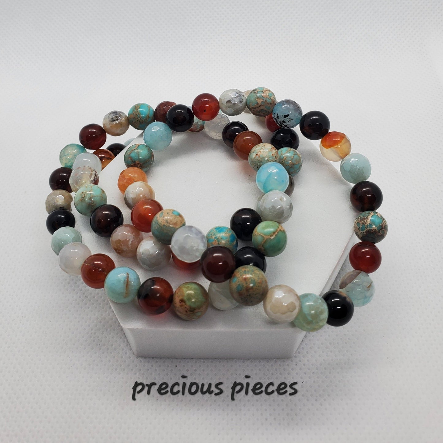 Earth Tone Agate Beaded Bracelets