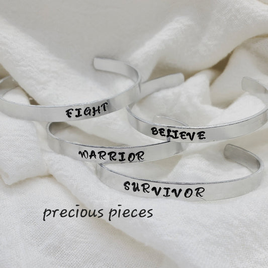 Hand Stamped Breast Cancer Awareness Bangles/Bracelets