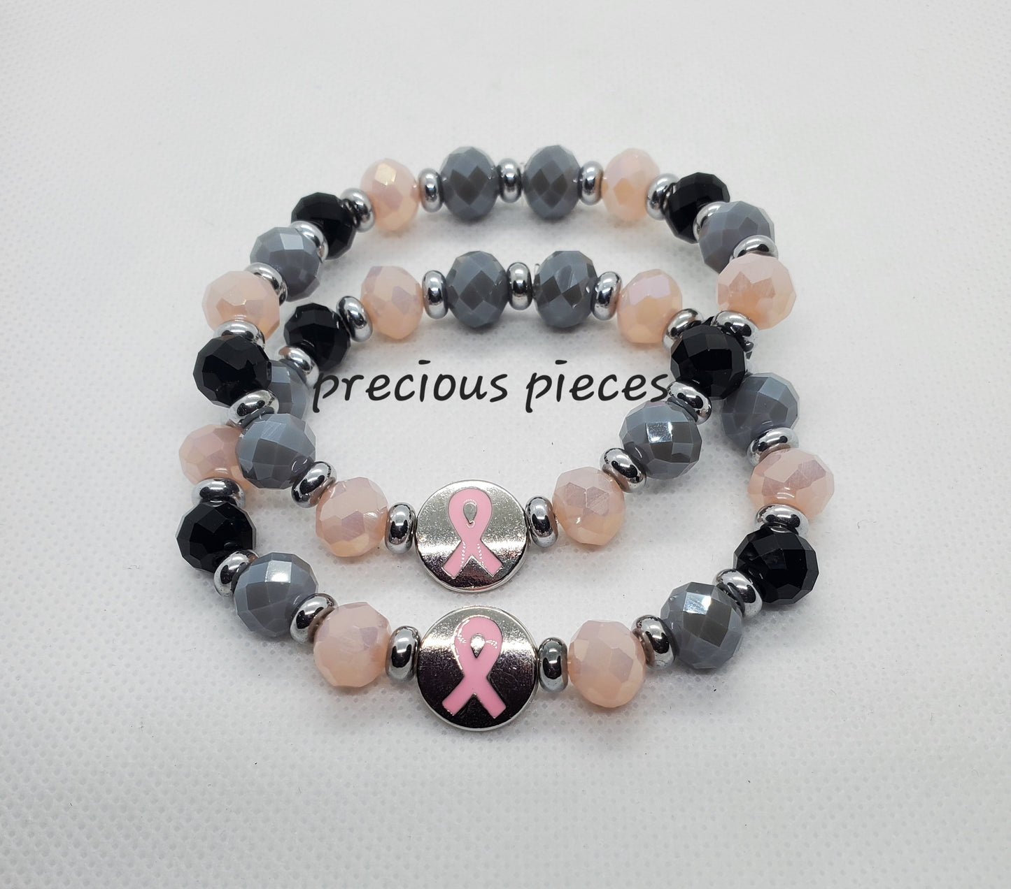 Metal Pink Ribbon Breast Cancer Awareness Bracelets