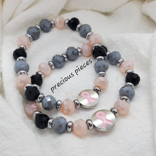 Metal Pink Ribbon Breast Cancer Awareness Bracelets