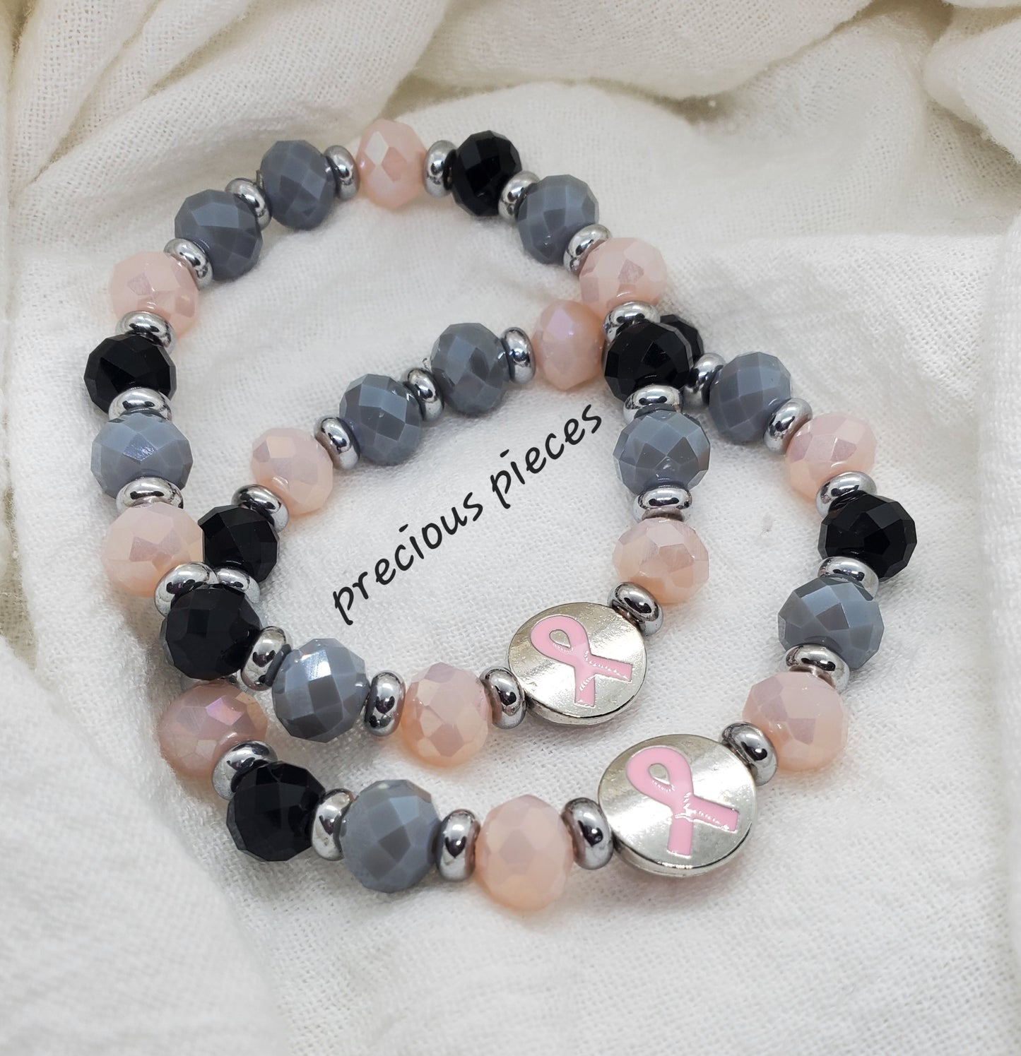 Metal Pink Ribbon Breast Cancer Awareness Bracelets