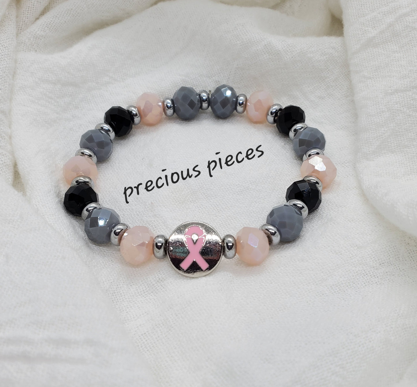 Metal Pink Ribbon Breast Cancer Awareness Bracelets