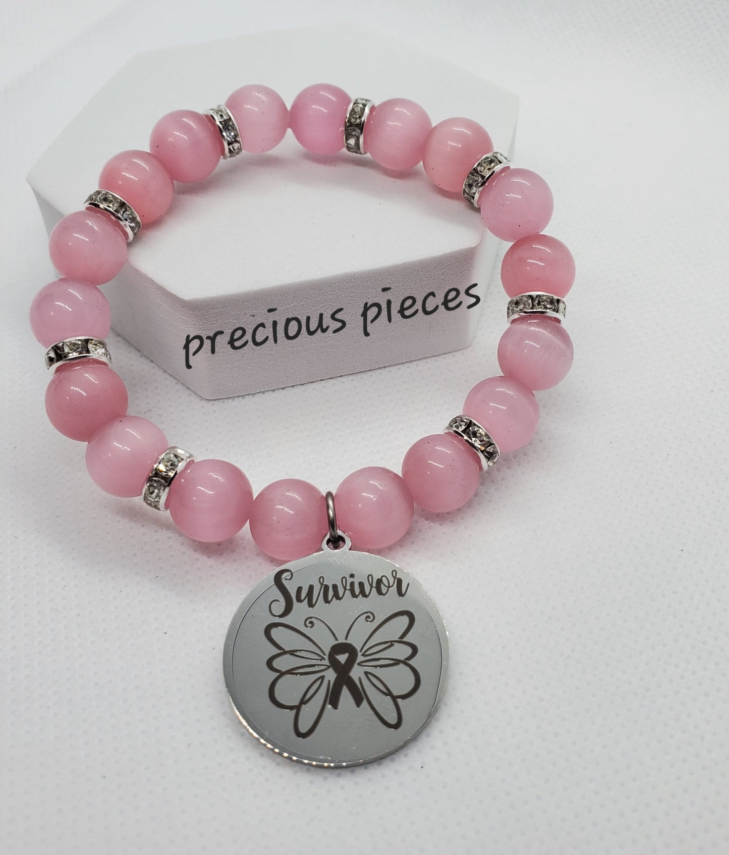 Stainless Steel Survivor Breast Cancer Awareness Bracelets (click for more options)