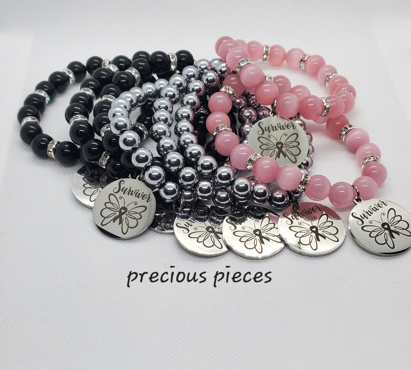 Stainless Steel Survivor Breast Cancer Awareness Bracelets (click for more options)