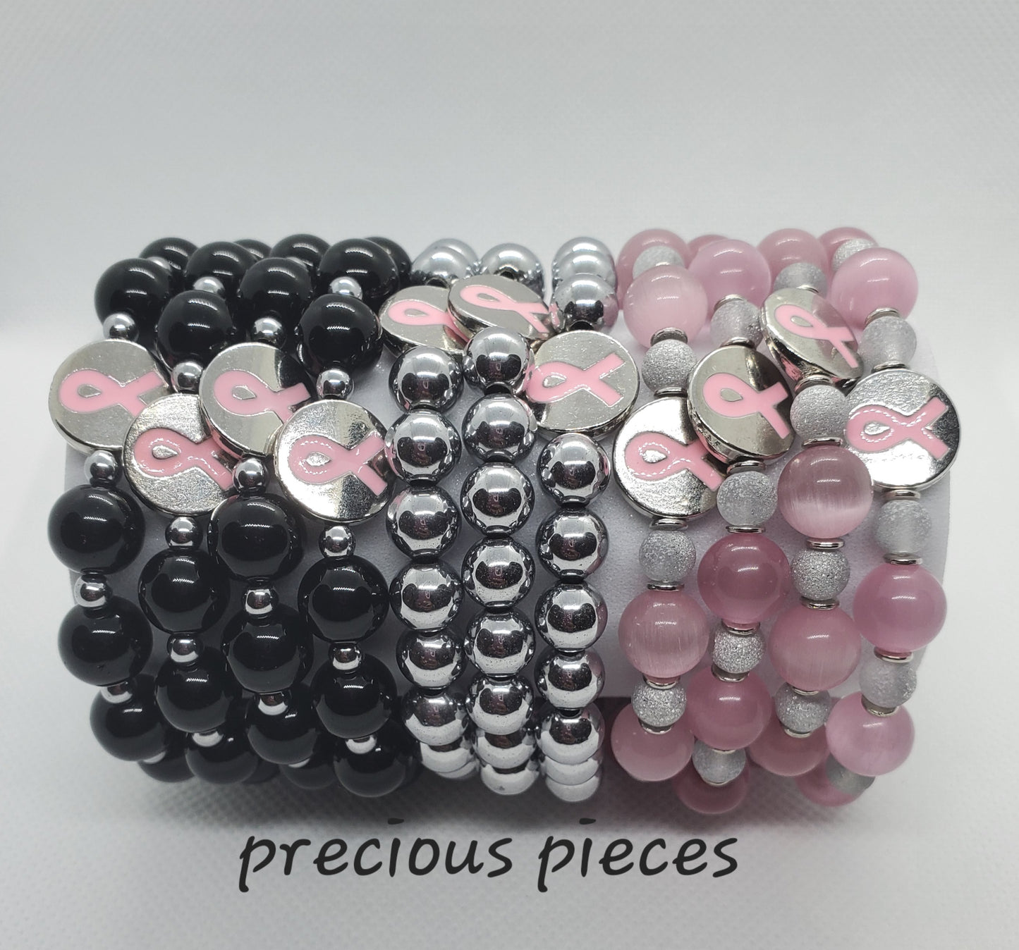 Metal Pink Ribbon Breast Cancer Awareness Bracelets (click for more options)