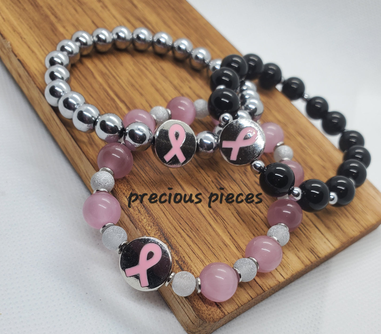 Metal Pink Ribbon Breast Cancer Awareness Bracelets (click for more options)