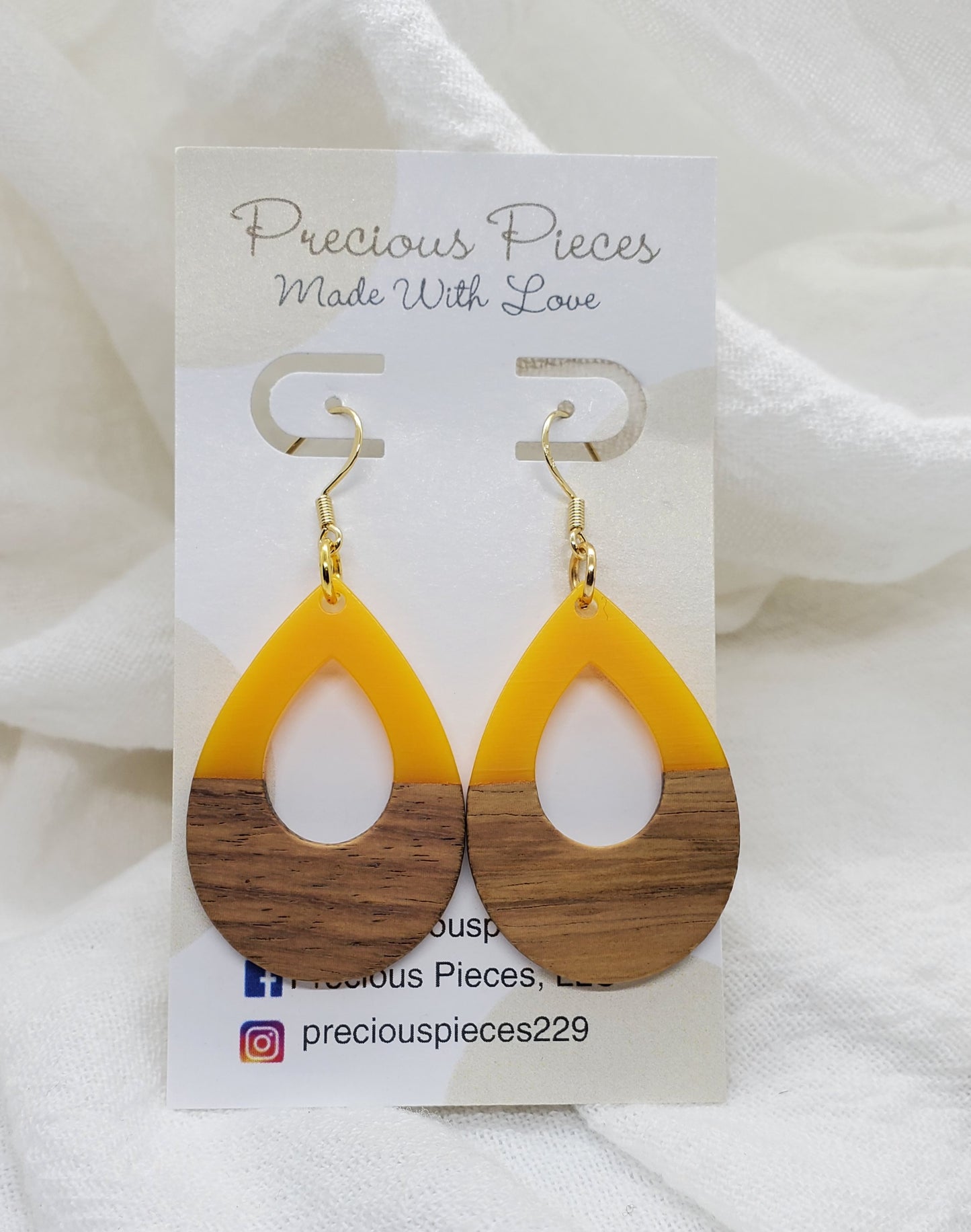 Orange & Wood Teardrop Earrings (click for more options)