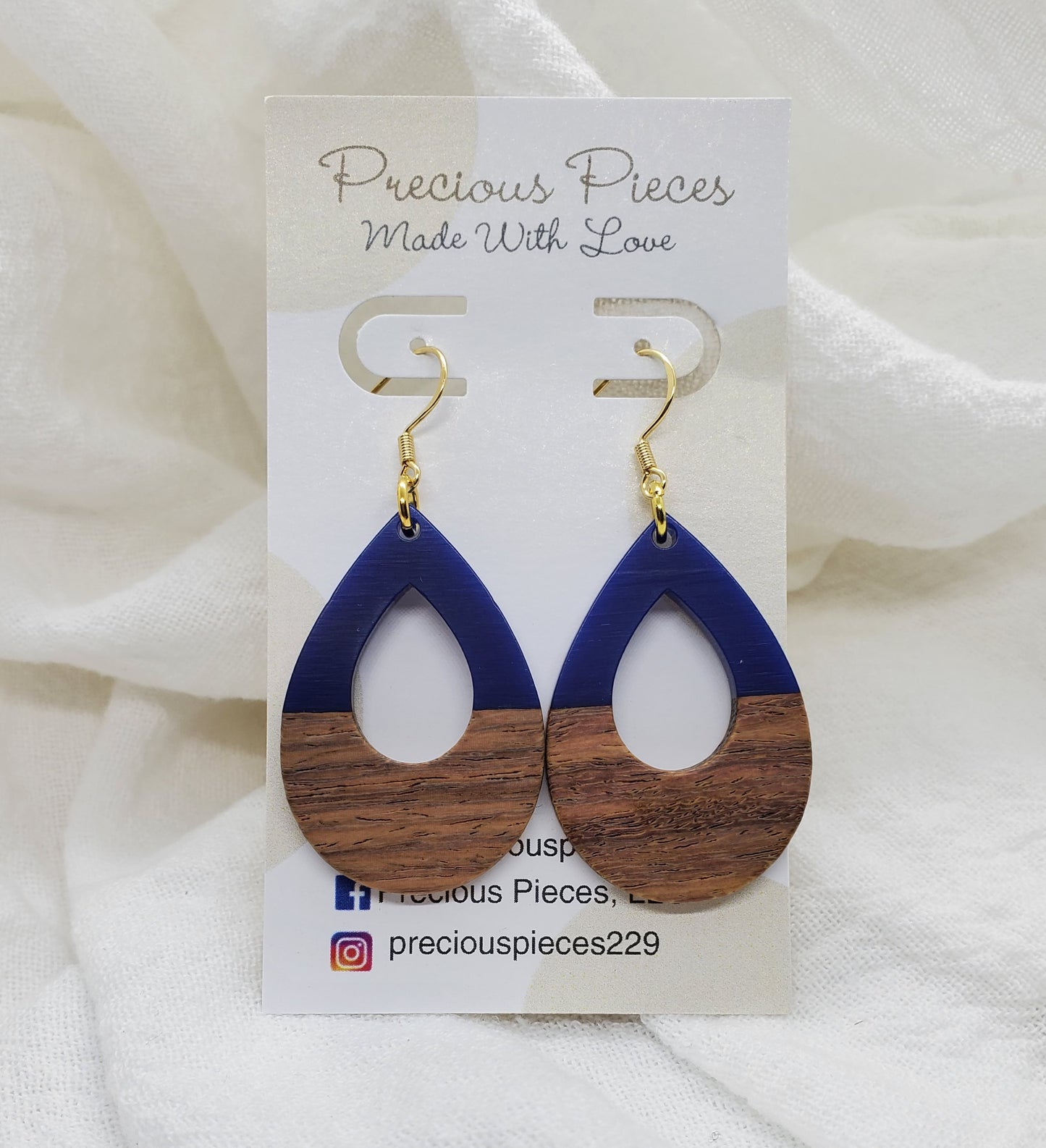 Orange & Wood Teardrop Earrings (click for more options)