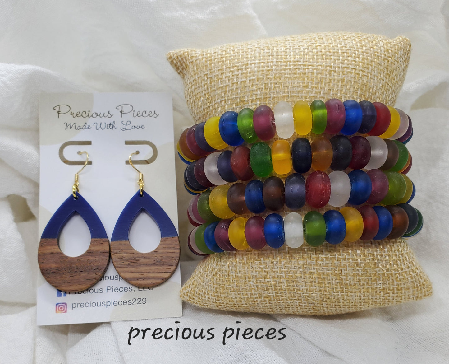 Orange & Wood Teardrop Earrings (click for more options)