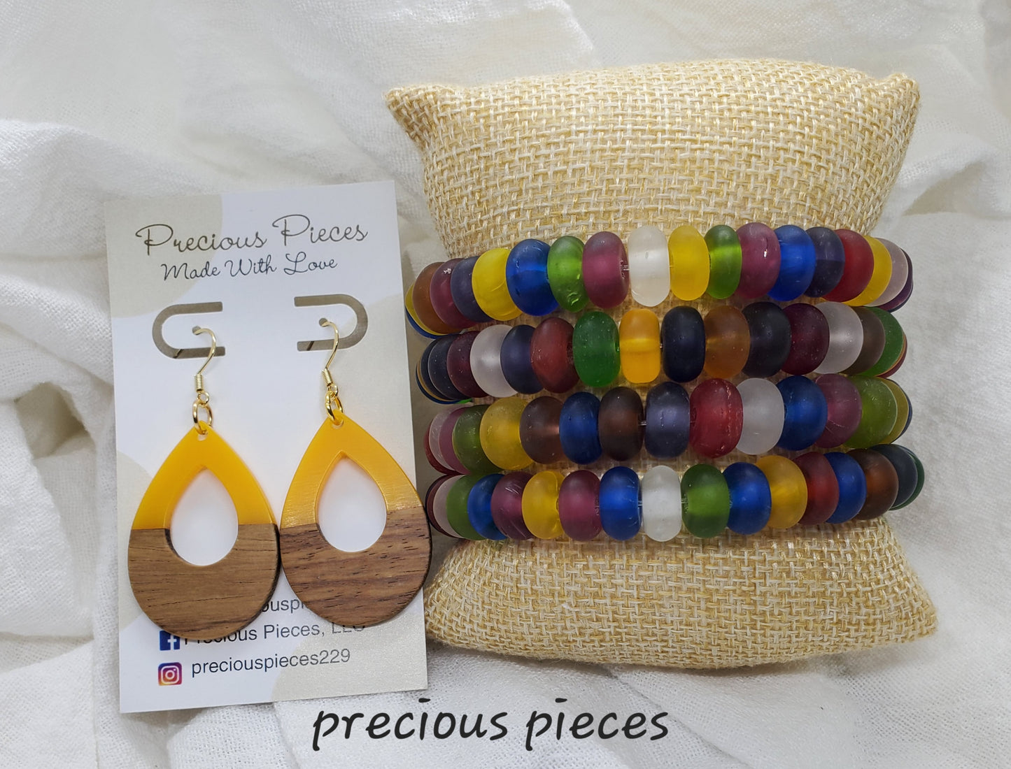 Orange & Wood Teardrop Earrings (click for more options)