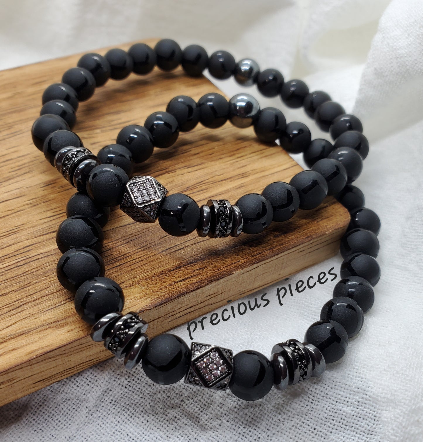 Men's Stylish Matte Onxy Beaded Bracelets