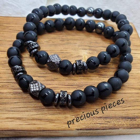 Men's Stylish Matte Onxy Beaded Bracelets