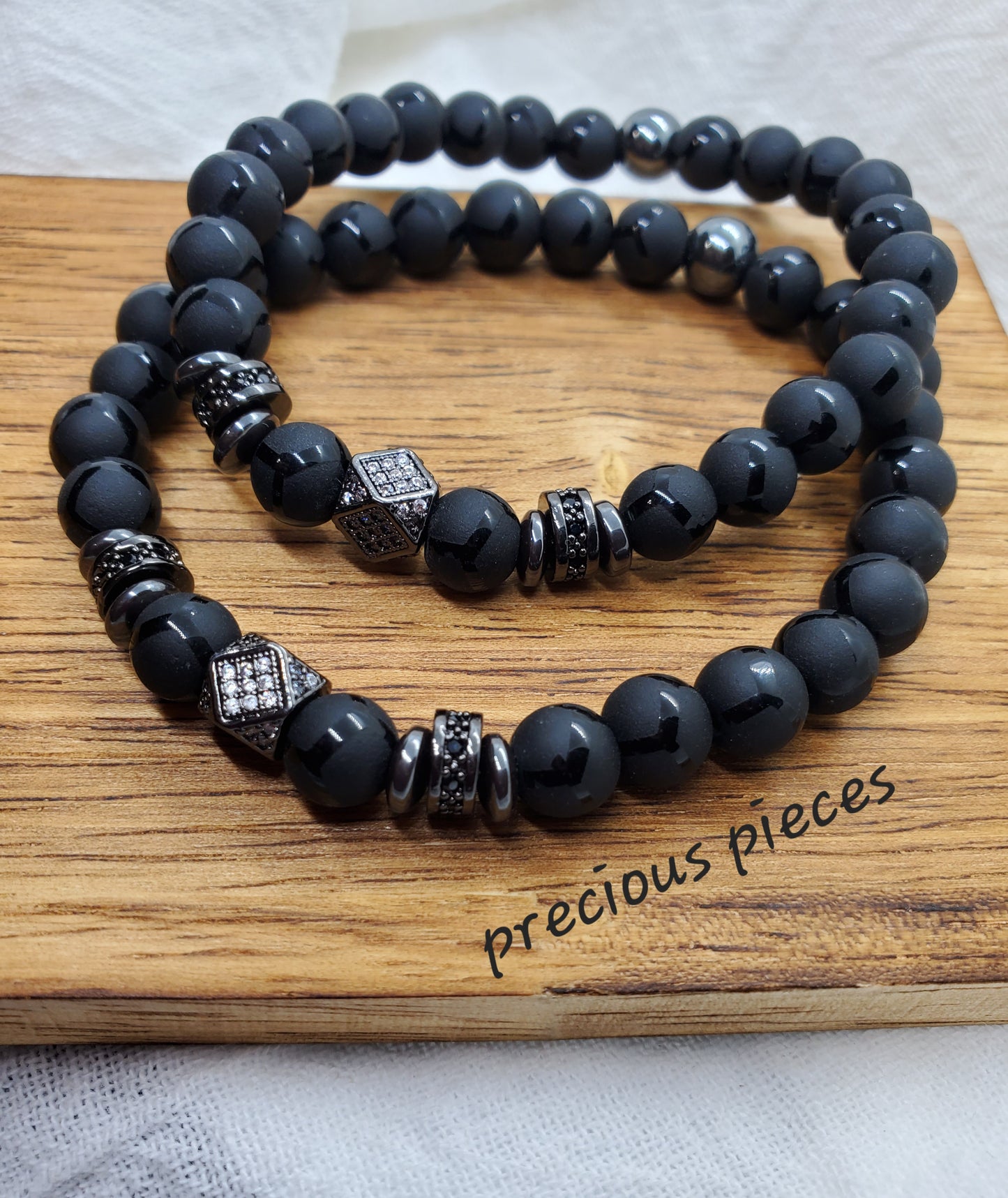 Men's Stylish Matte Onxy Beaded Bracelets