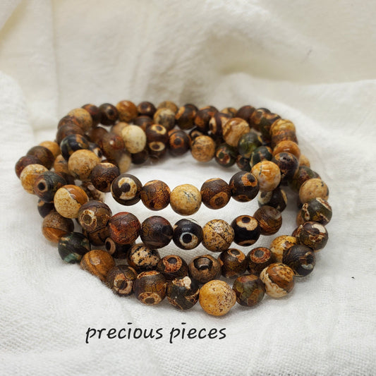 Men's Brown Agate and Jasper Beaded Bracelets