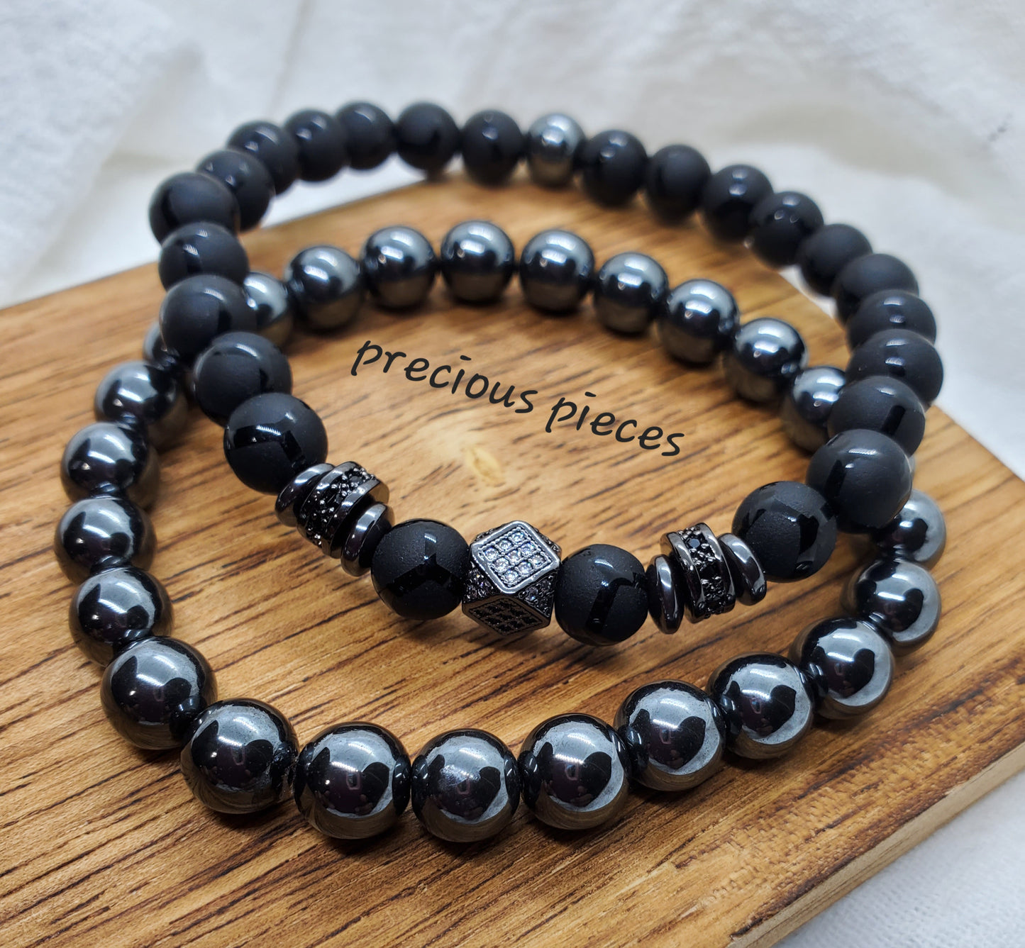 Men's Stylish Matte Onxy Beaded Bracelets