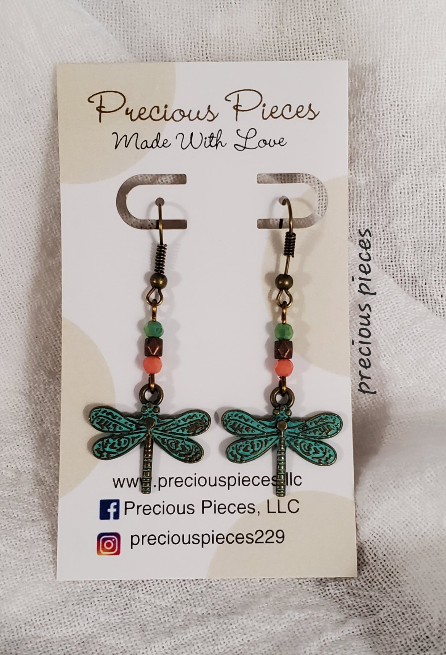 Turquoise Patina Dragonfly Earrings