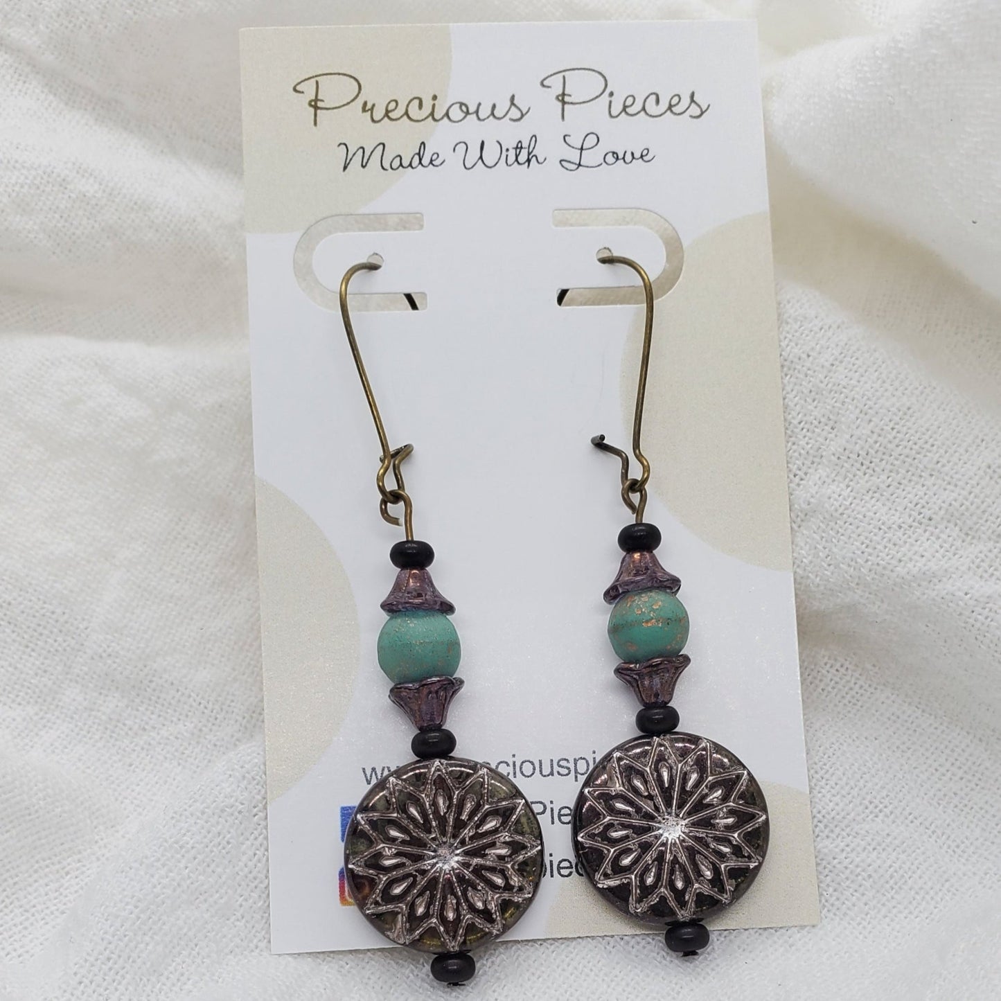 One of A Kind Turquoise and Sunburst Earrings