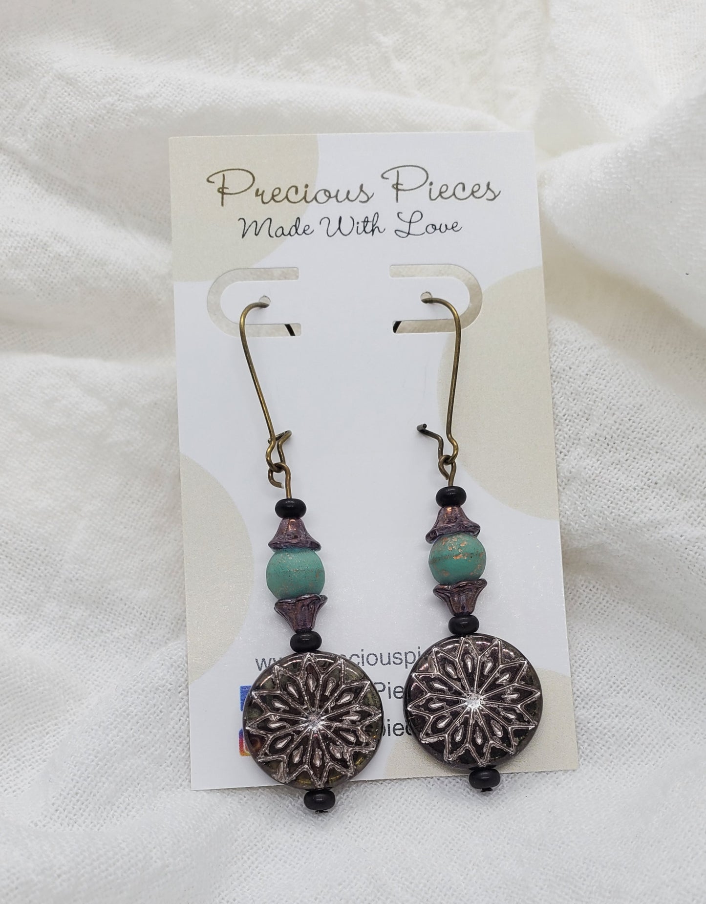 One of A Kind Turquoise and Sunburst Earrings