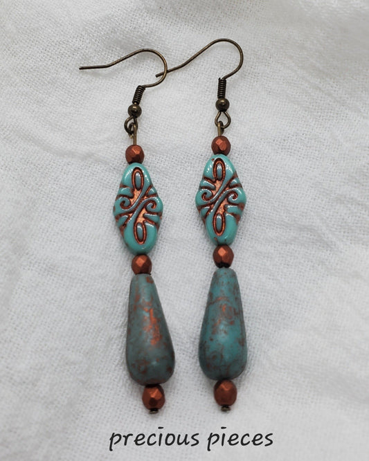 One of A Kind Turquoise and Metallic Earrings