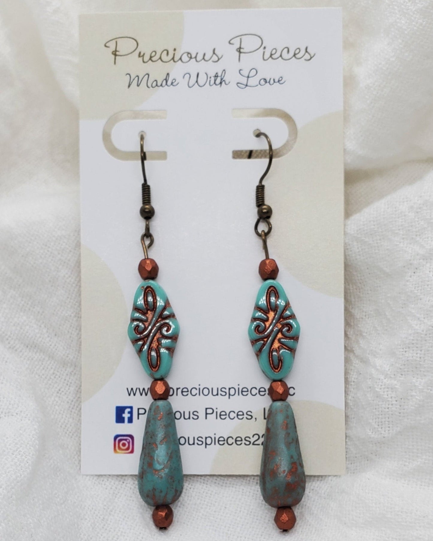 One of A Kind Turquoise and Metallic Earrings