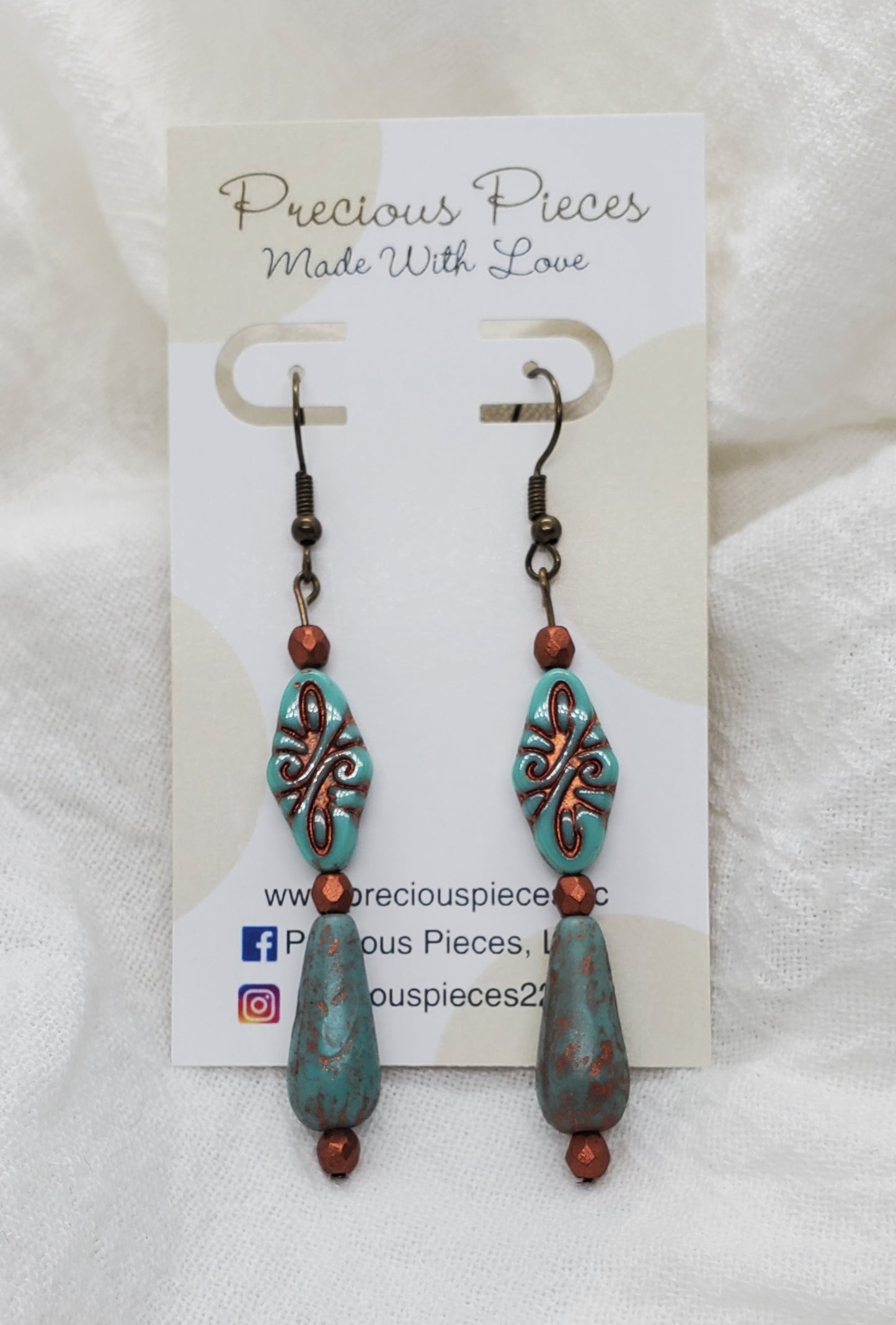 One of A Kind Turquoise and Metallic Earrings