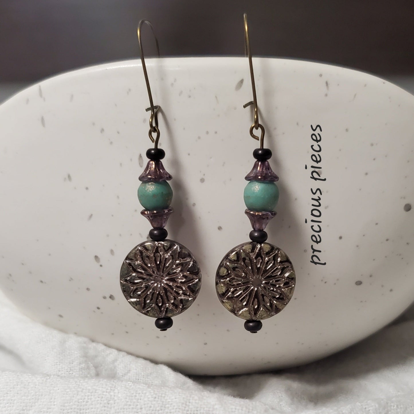 One of A Kind Turquoise and Sunburst Earrings