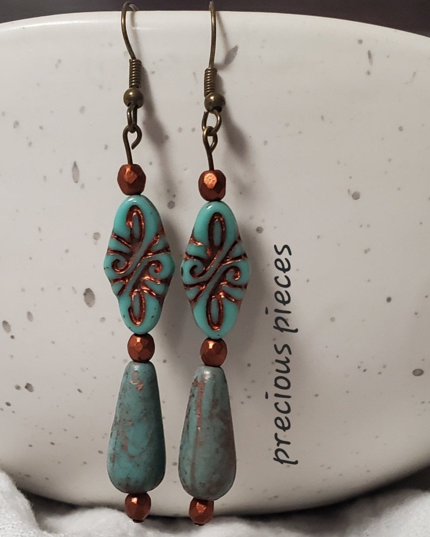 One of A Kind Turquoise and Metallic Earrings