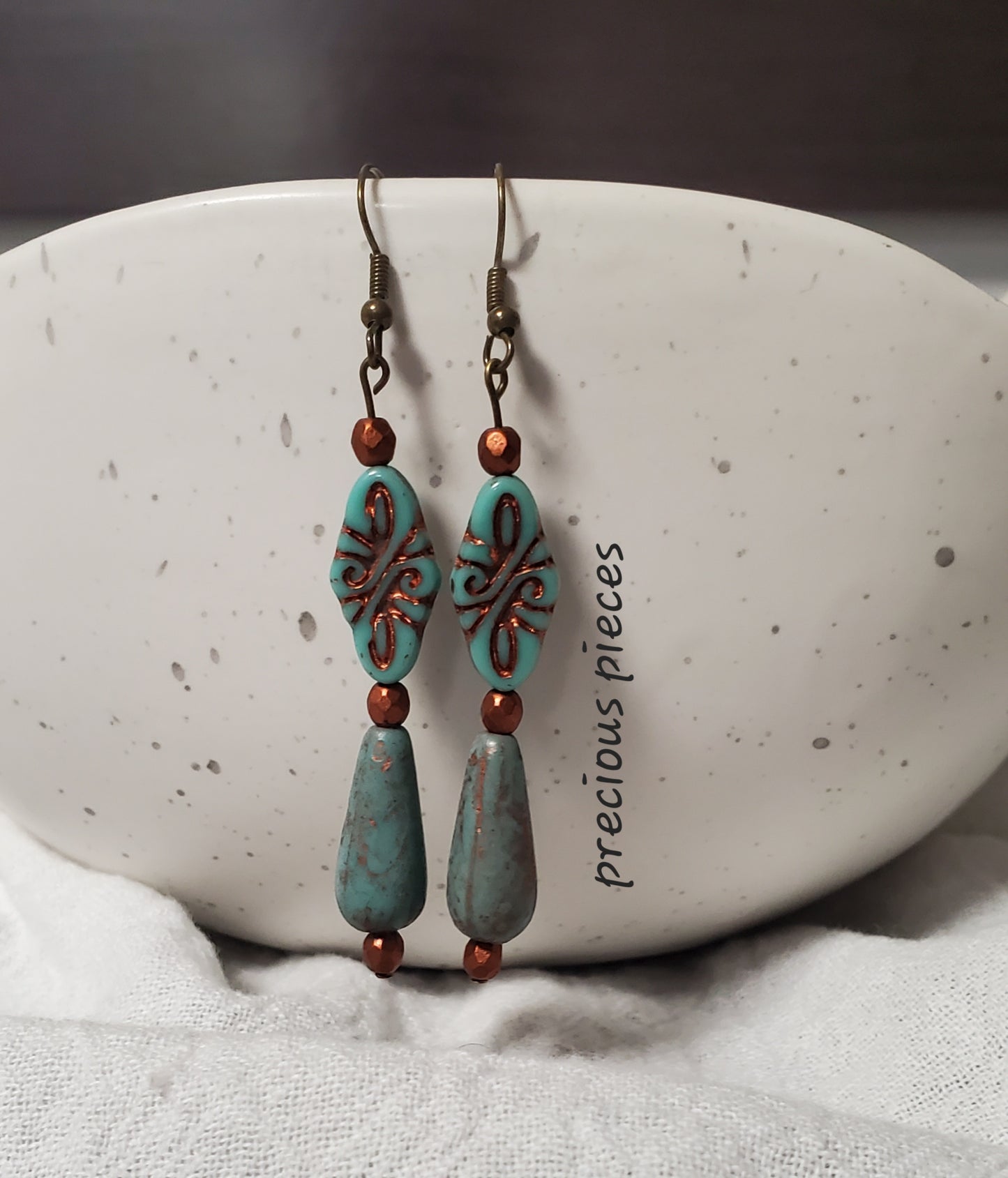 One of A Kind Turquoise and Metallic Earrings