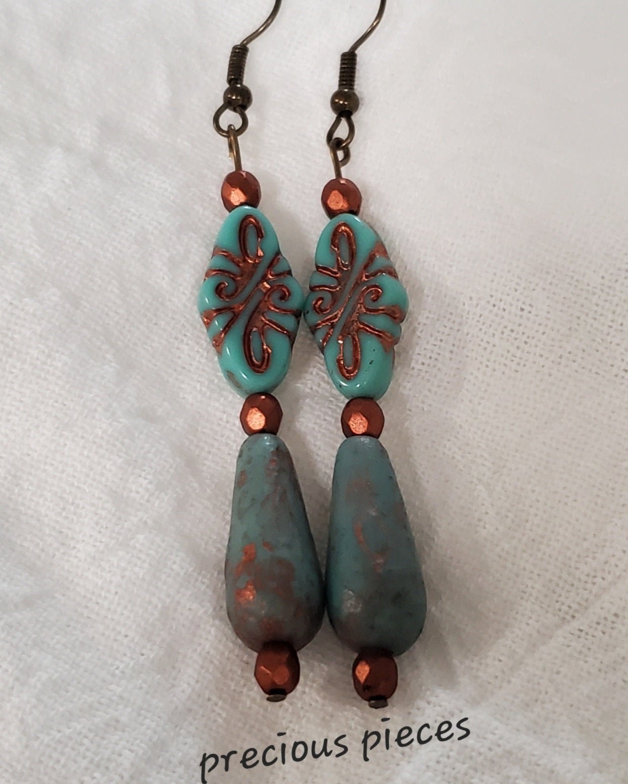 One of A Kind Turquoise and Metallic Earrings
