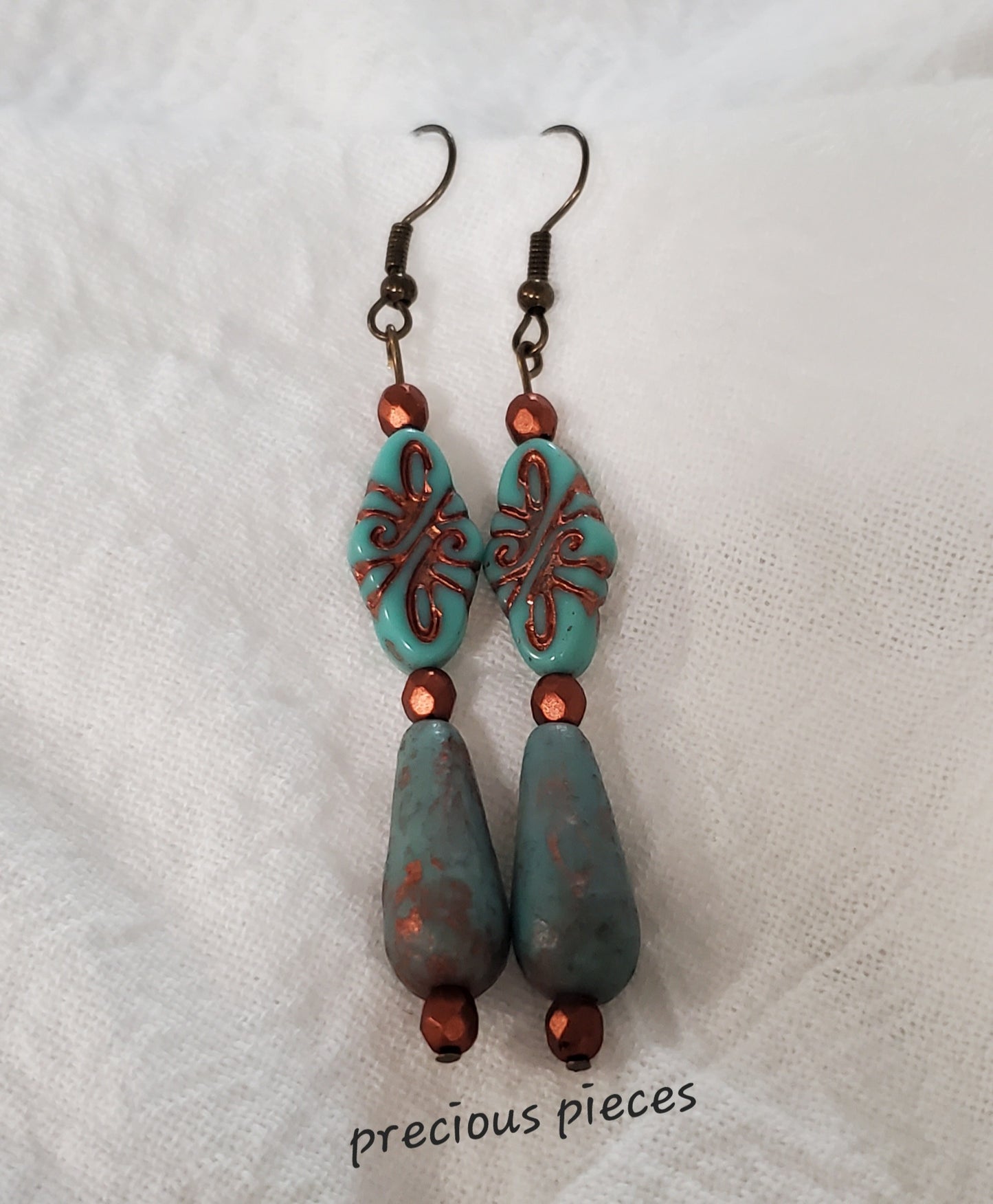 One of A Kind Turquoise and Metallic Earrings