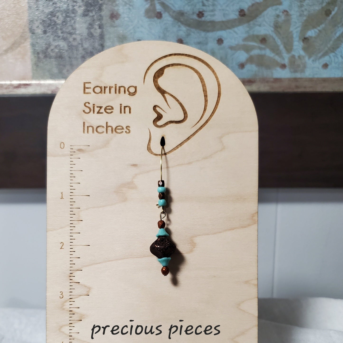 One of A Kind Turquoise and Brown Dangle Earrings