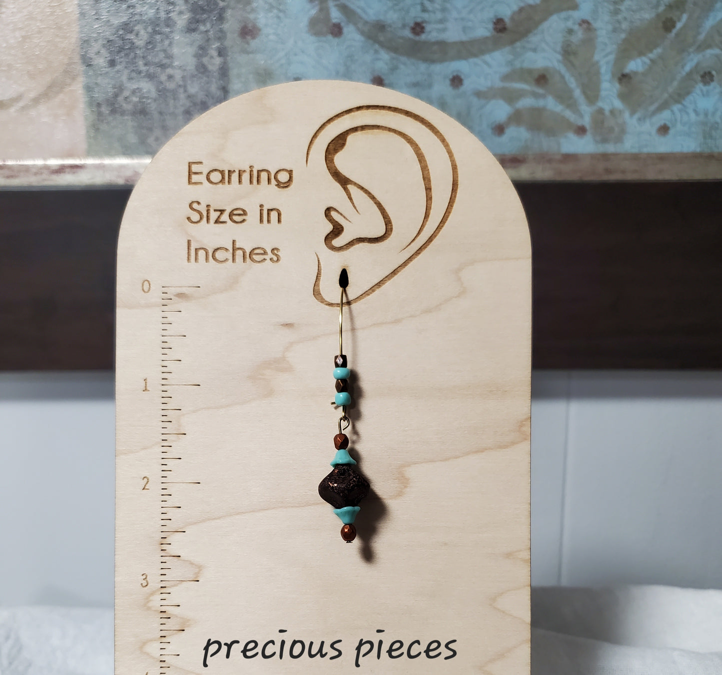 One of A Kind Turquoise and Brown Dangle Earrings