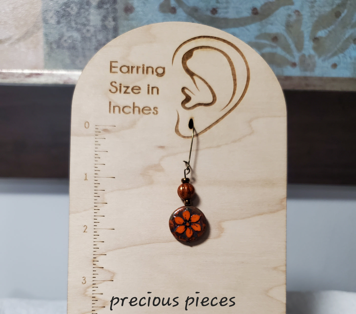 One of A Kind Orange and Bronze Dangle Earrings