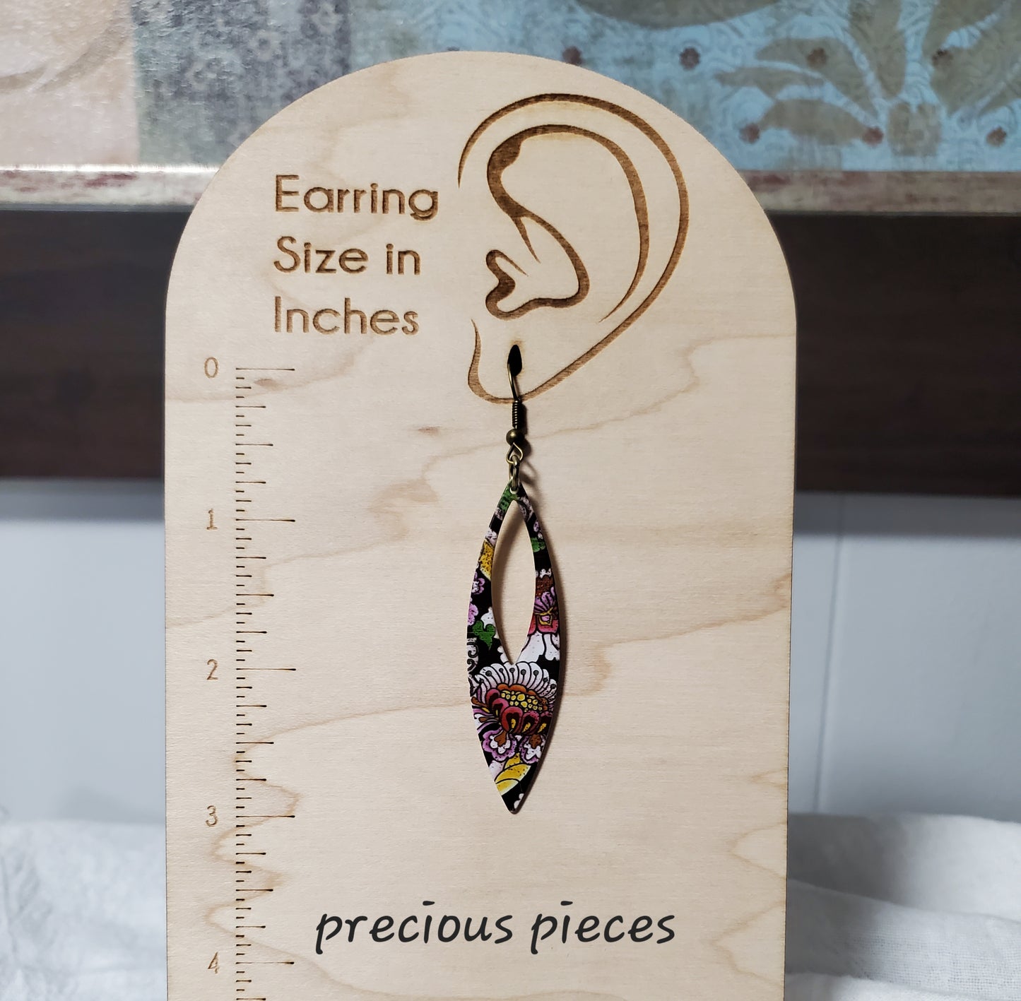 Oval Floral Dangle Earrings