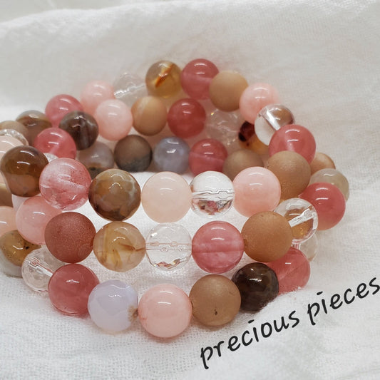 Strawberries and Cream Beaded Bracelets