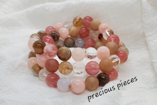 Strawberries and Cream Beaded Bracelets