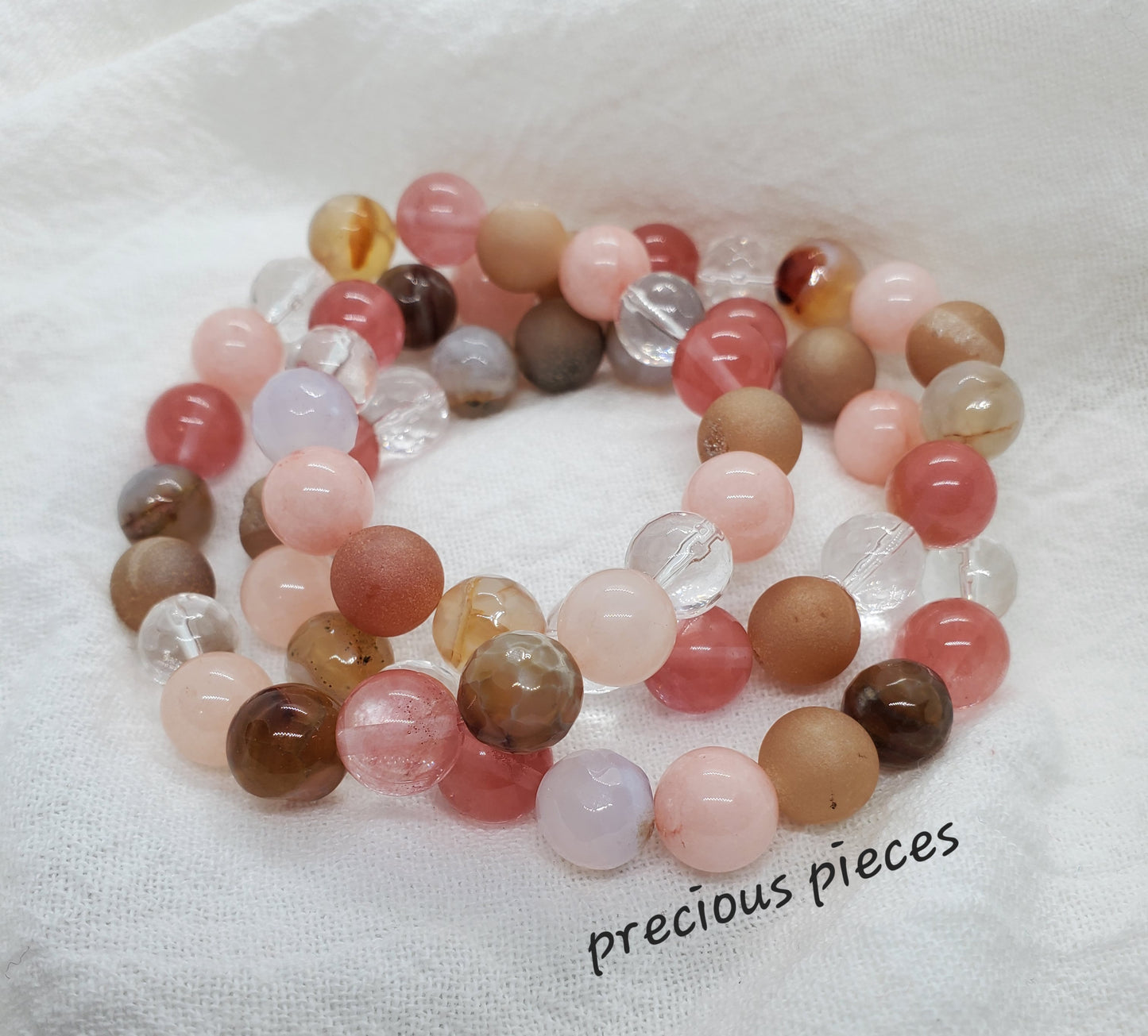 Strawberries and Cream Beaded Bracelets