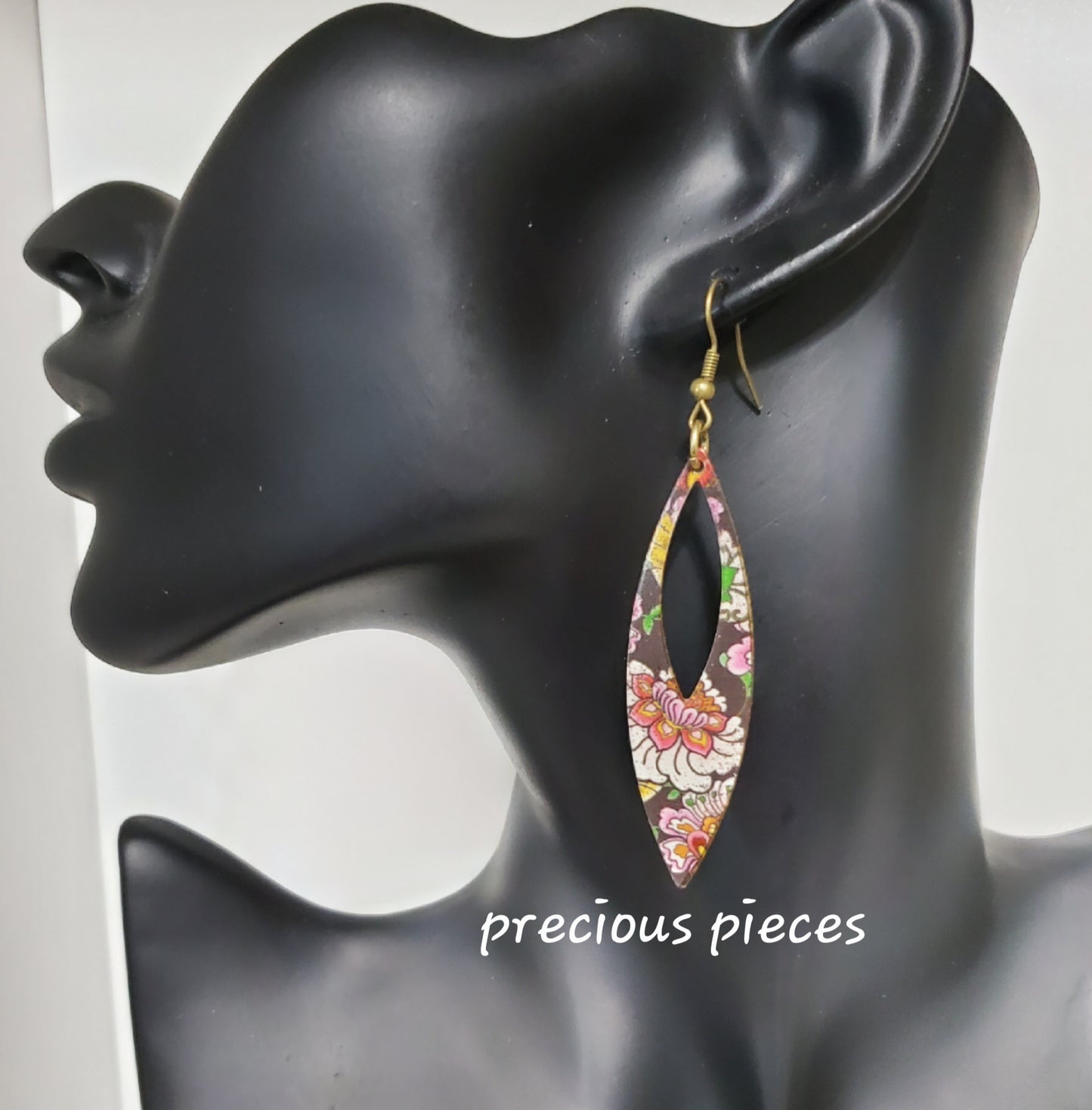 Oval Floral Dangle Earrings