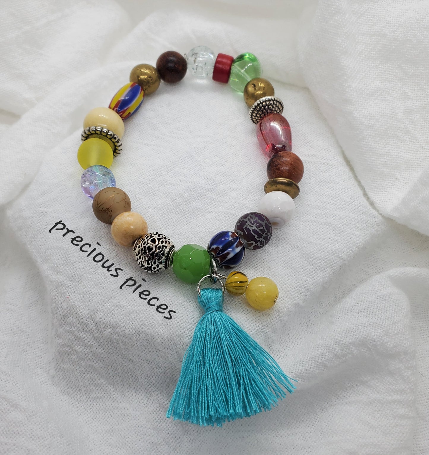 One of A Kind Turquoise Tassel Bracelet