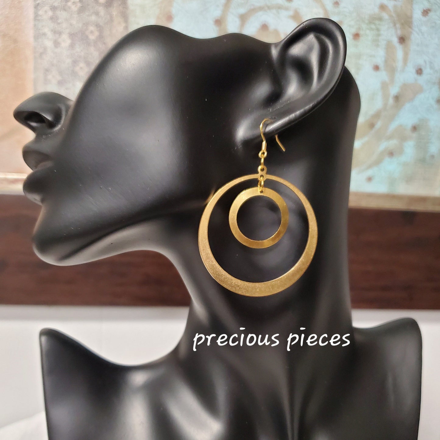 Double Hoop Brass Earrings