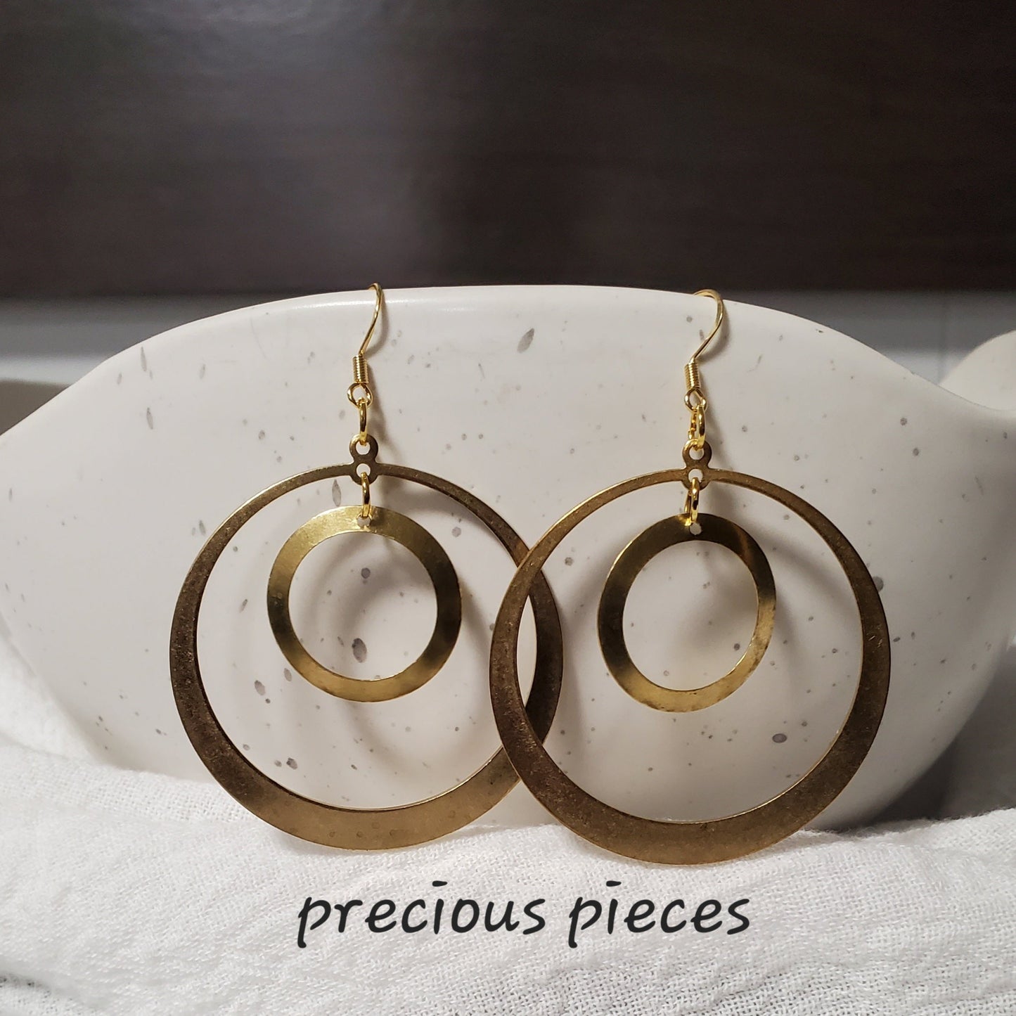 Double Hoop Brass Earrings