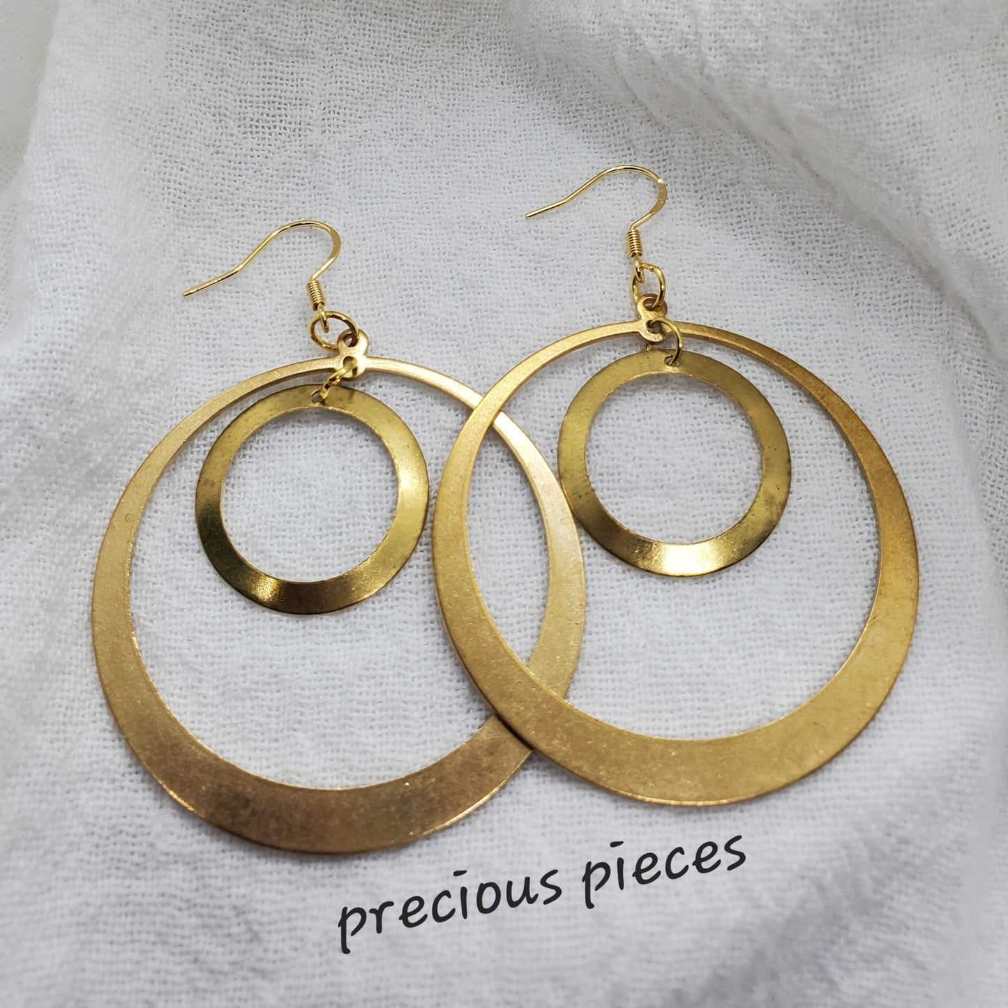 Double Hoop Brass Earrings