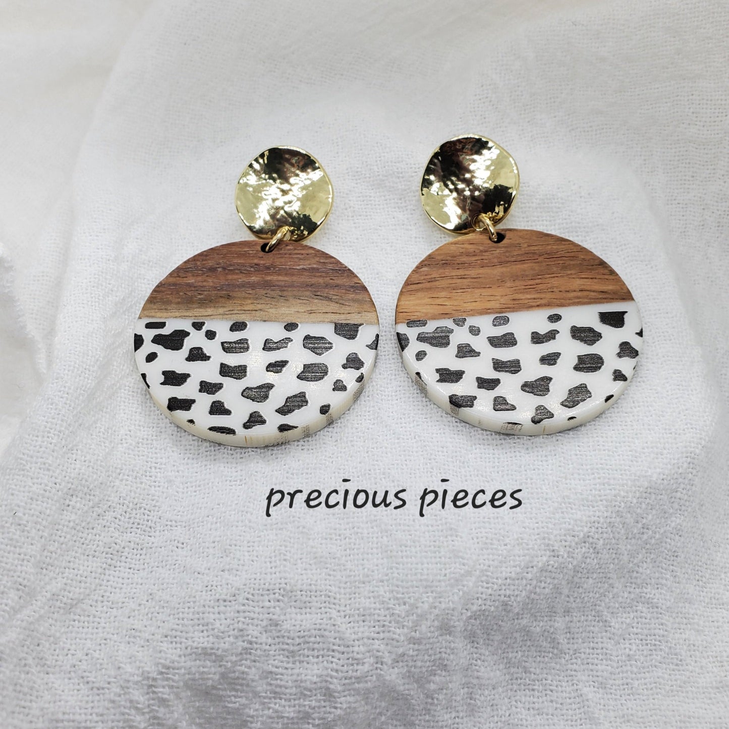 Animal Print and Wood Earrings