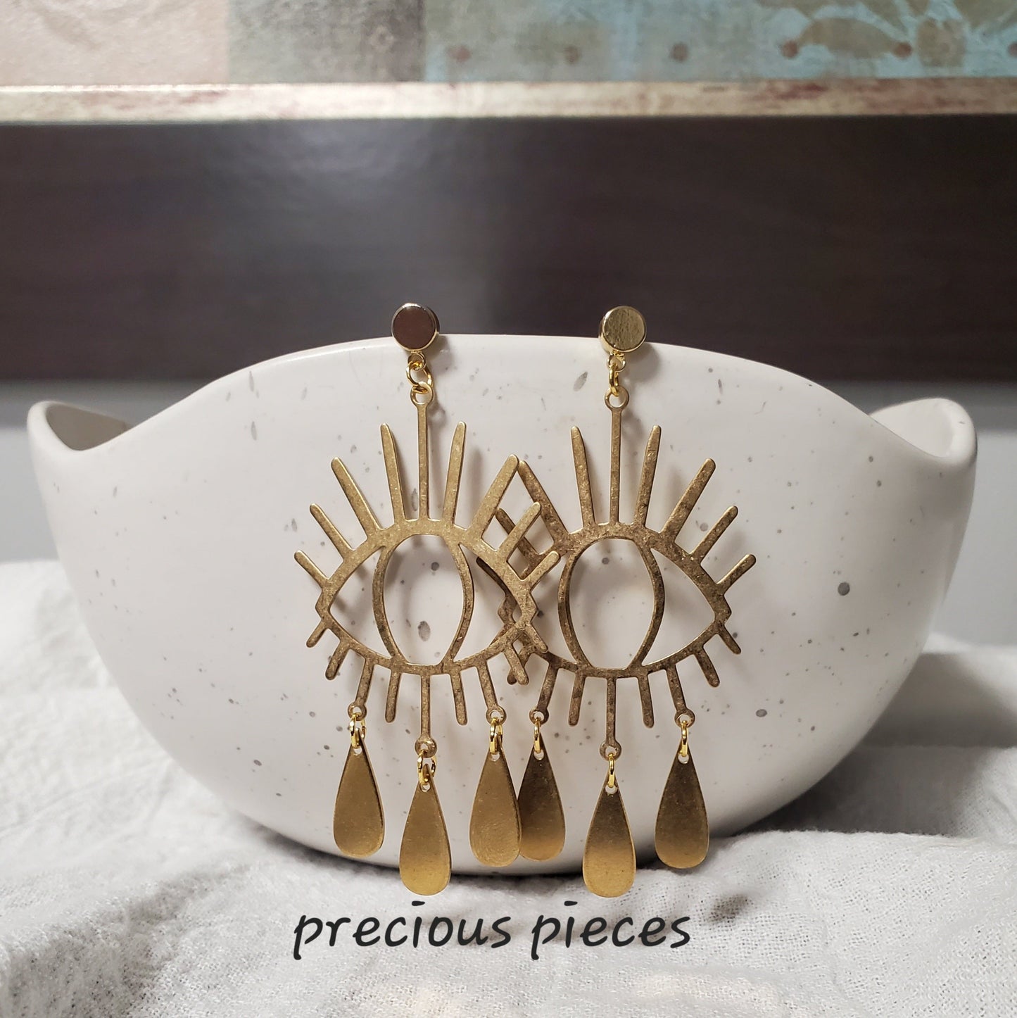 Evil Eye Tears of Brass Earrings