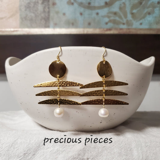 Three Stacks and Pearl Earrings