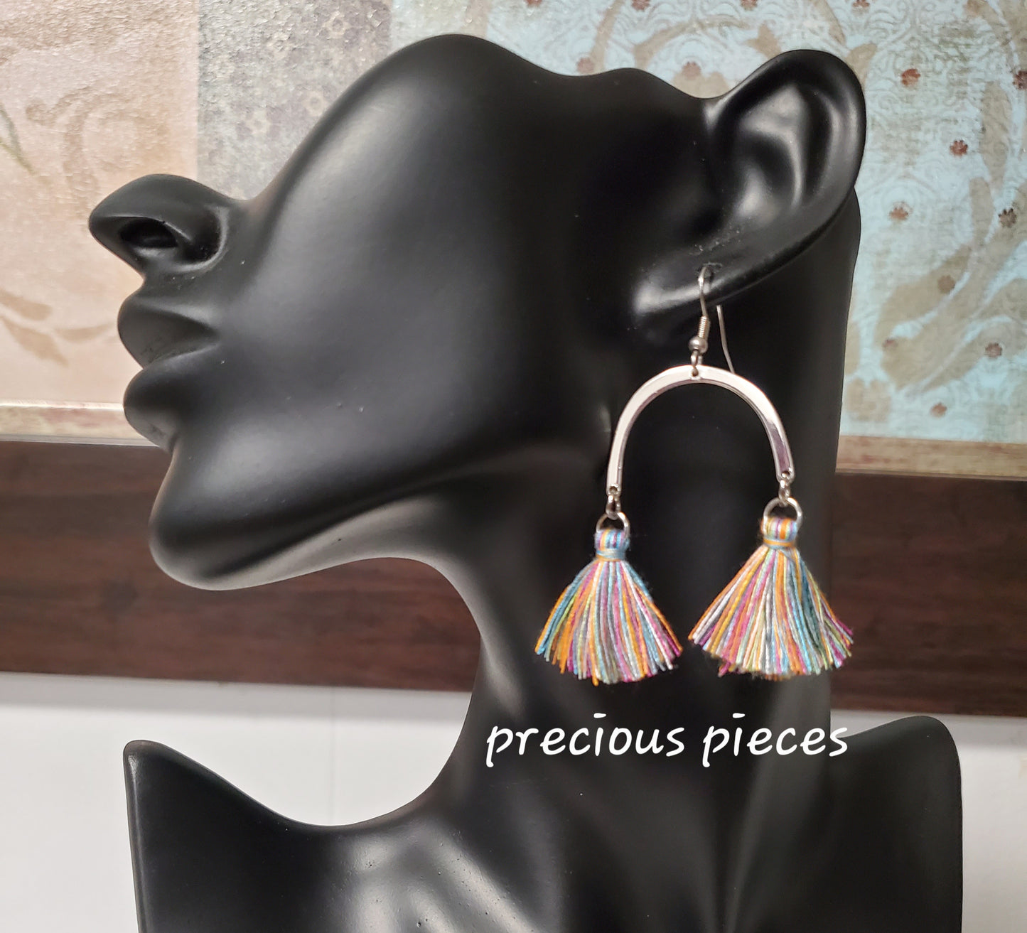 Silver Arch and  Rainbow Tassel  Earrings (click for more options)