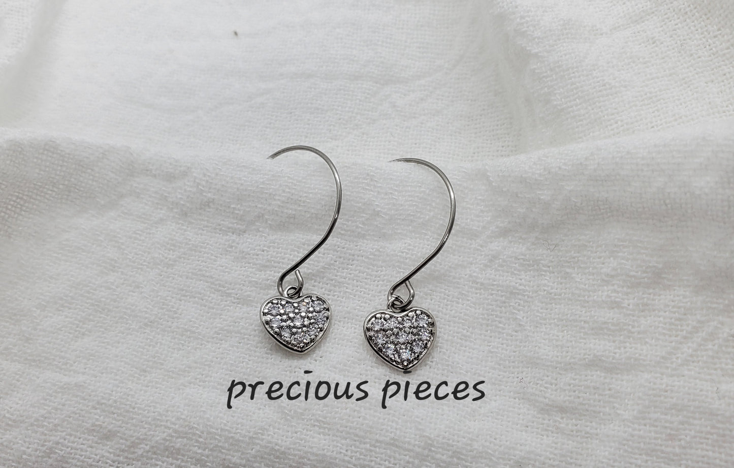 Platinum  Heart Earrings