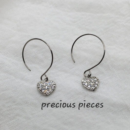 Platinum  Heart Earrings